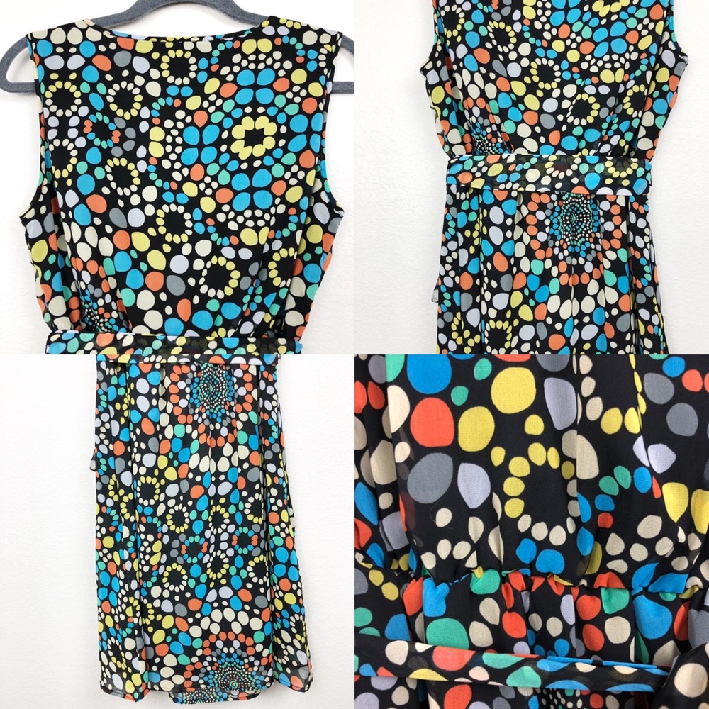 Tulle Flowy Belted Sleeveless Kaleidoscope Dress - Picture 5 of 8